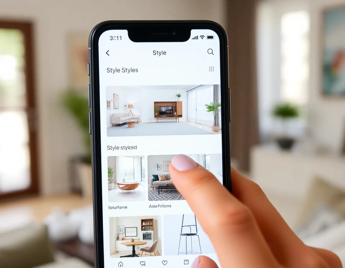 Choosing an interior design style in the DecorAI app